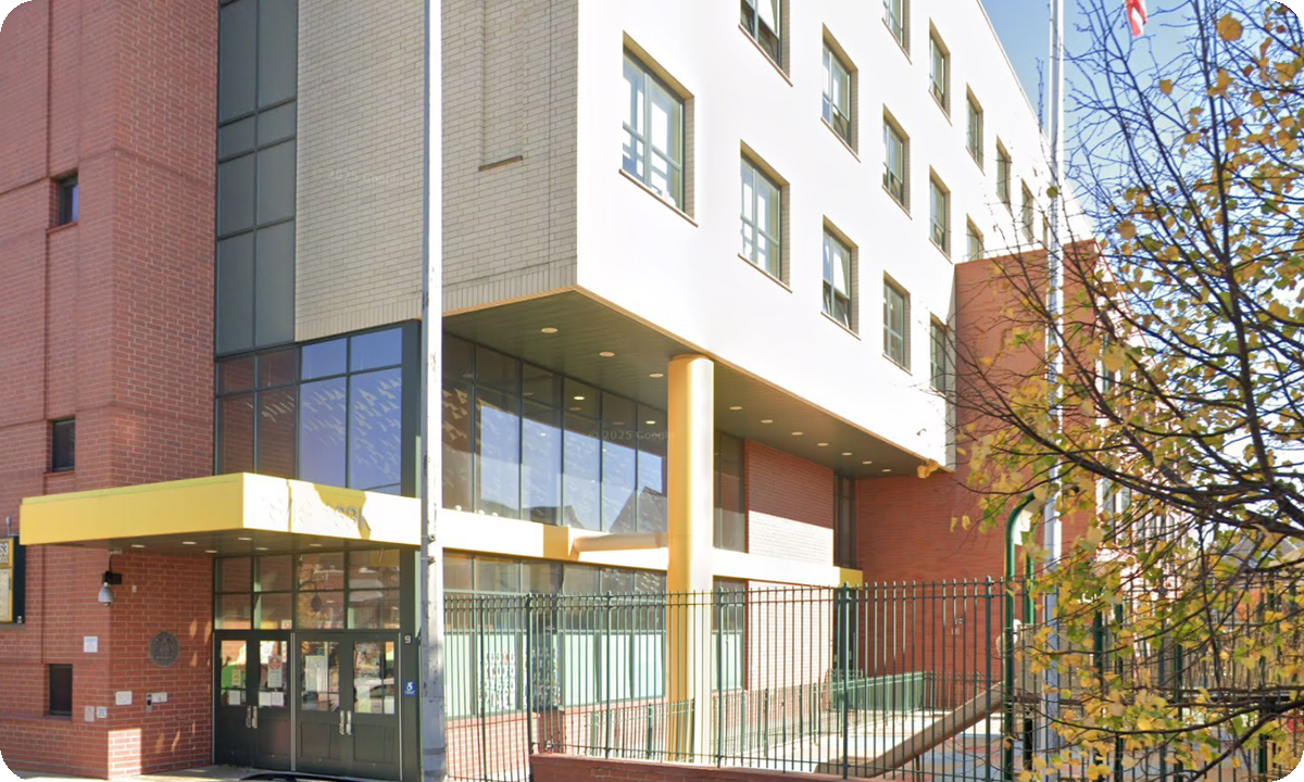 Exterior of the 370K at PS 163 school building